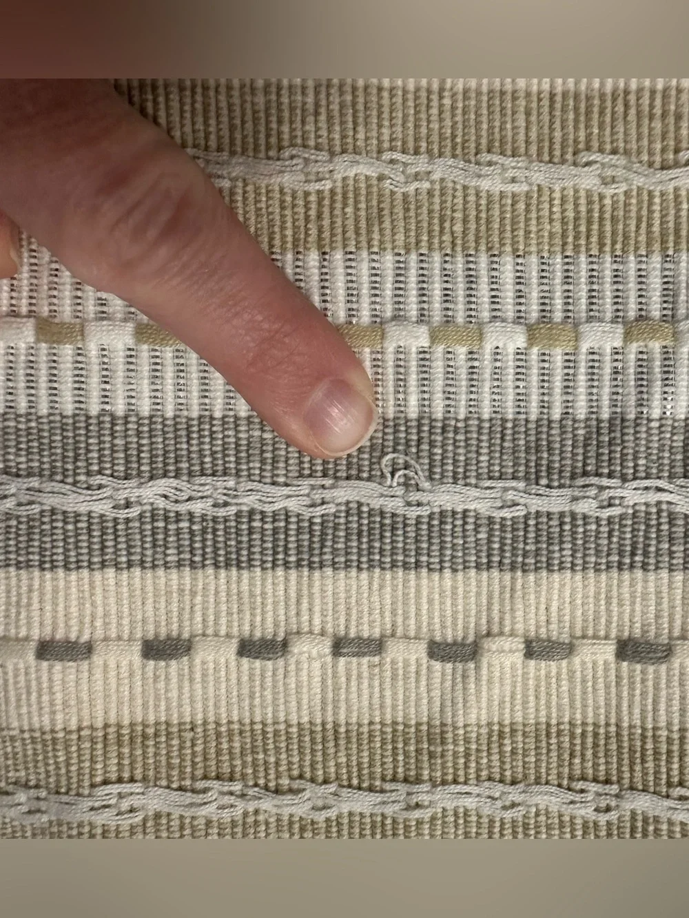 Pier 1 Imports Striped Woven Placemats Cotton Metallic Fringe Boho Cream Set 6